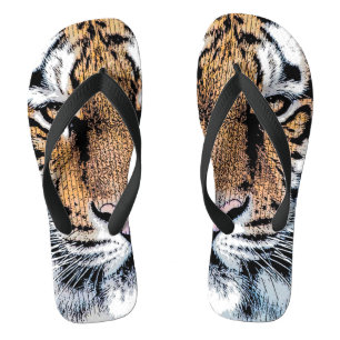 Tiger-Porträt in der grafischen Presse-Art Flip Flops