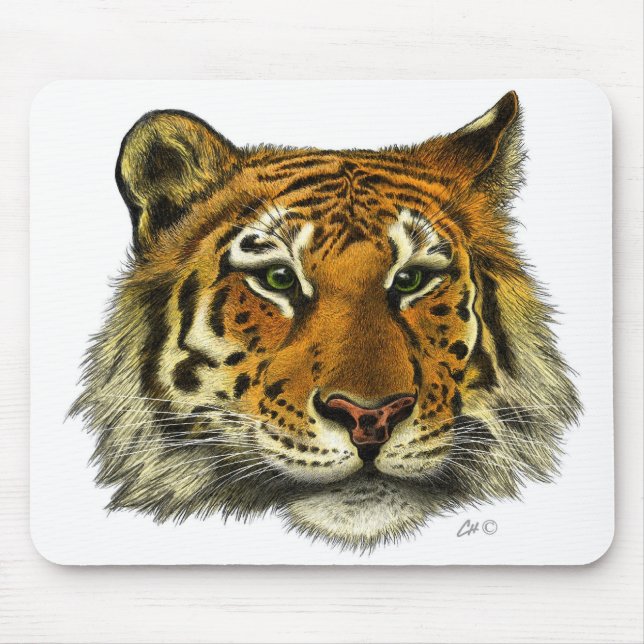 Tiger-Porträt Mousepad (Vorne)