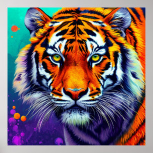 🐅 Tiger-Porträt-Wandkunst Dschungel-Wildlife Poster