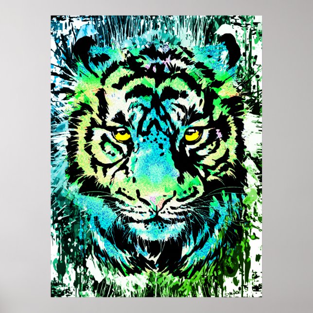 Tiger Poster - farbenfrohe Tiger Eyes (Vorne)