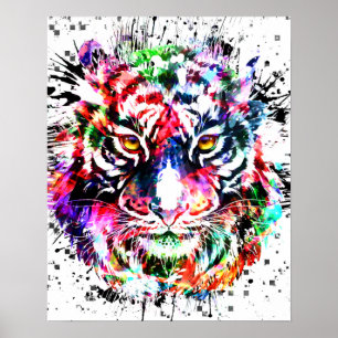 Tiger Poster Farblich Zeichnend Abstrakte Kuns