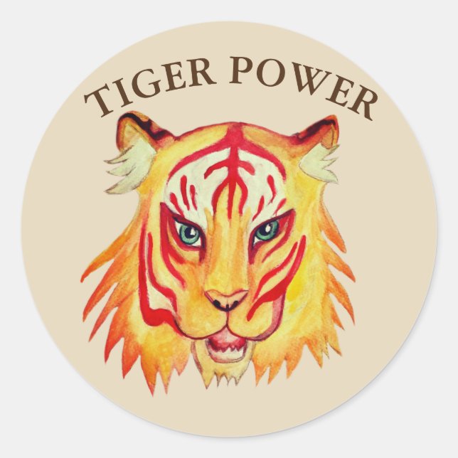 Tiger Power Classic Round Aufkleber (Vorderseite)