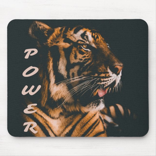 Tiger Power Stripes Fierce Motivierend Mousepad (Vorne)