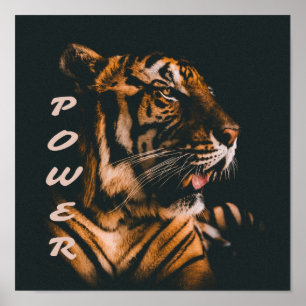 Tiger Power Stripes Fierce Motivierend Poster