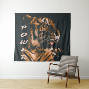 Tiger Power Stripes Fierce Motivierend Wandteppich