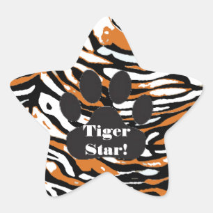 Tiger Print and Paw Star Student Stern-Aufkleber