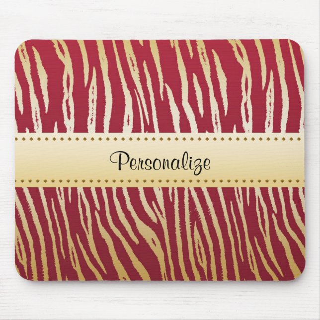 Tiger Print Elegantes Red and Gold Tiermuster Mousepad (Vorne)