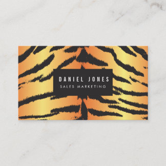 Tiger Print Pattern Black Gold Custom Visitenkarte