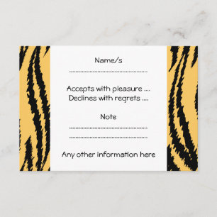 Tiger Print Pattern. Orange und Schwarz. RSVP Karte