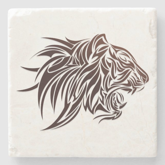 Tiger-Profil Steinuntersetzer (Vorderseite)