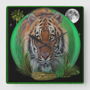 Tiger Quadratische Wanduhr