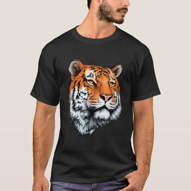 Tiger Realistischer Kopf für Liebhaber Tigers Auge T-Shirt (Vorderseite)