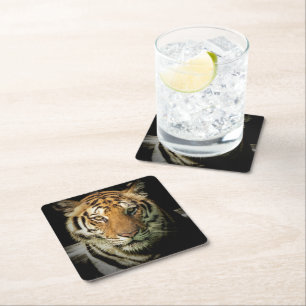 Tiger Rechteckiger Pappuntersetzer