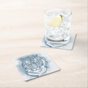 Tiger Rechteckiger Pappuntersetzer