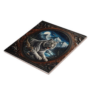 Tiger Relaxen in majestätischen Bergen Fliese