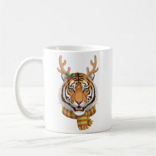 Tiger-Rentier-Weihnachts-Tier Mit Geweih Xmas  Kaffeetasse