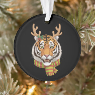 Tiger-Rentier-Weihnachts-Tier Mit Geweih Xmas  Ornament