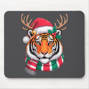Tiger Rentier Weihnachtsmann Hut Tiger Xmas Mousepad