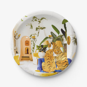 Tiger Reserve Villa   Bohemian Tropical Jungle Pappteller