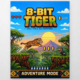 Tiger, Retro-8-Bit-Pixel-Art Postkarte
