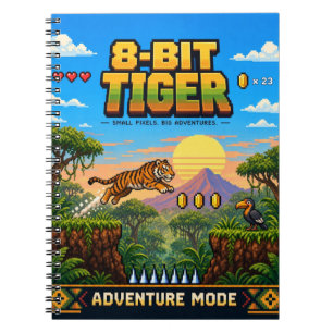Tiger, Retro 8-Bit Pixelkunst Notizblock