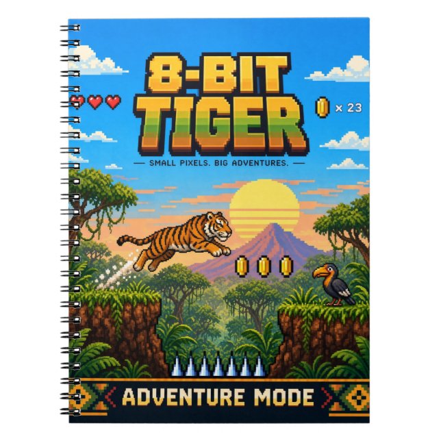 Tiger, Retro 8-Bit Pixelkunst Notizblock (Vorderseite)
