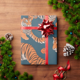 Tiger Retro Personalisiertes Muster Geschenkpapier