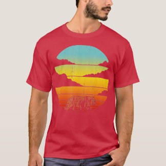 Tiger Retro Vintag 60er 70er Sunset Mammal Zoo Ani T-Shirt