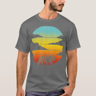 Tiger Retro Vintag 60er 70er Sunset Mammal Zoo Ani T-Shirt