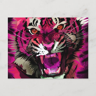 Tiger Roar - Rosa Postkarte
