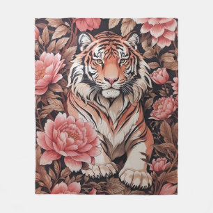 Tiger-Rosa-Blume Fleecedecke
