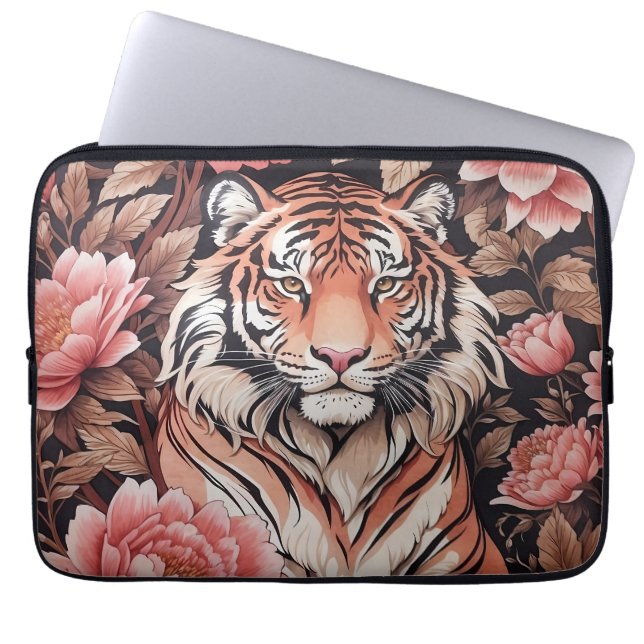 Tiger-Rosa-Blume Laptopschutzhülle (Vorderseite)