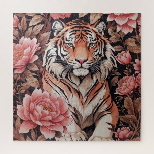 Tiger-Rosa-Blume Puzzle