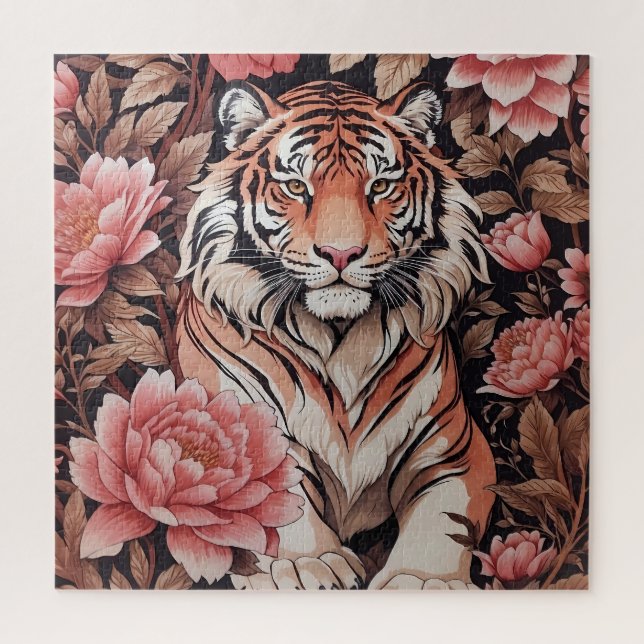 Tiger-Rosa-Blume Puzzle (Vertikal)