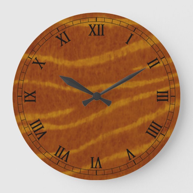 Tiger Round Roman Numerals Clock Große Wanduhr (Vorderseite)