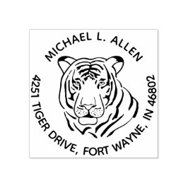 Tiger-Runde-Rücksendeadresse Gummistempel