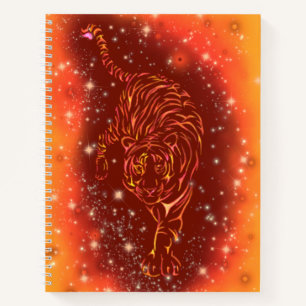 Tiger Running Notebook Galaxy Starry Night Notizbuch