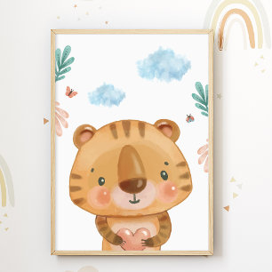 Tiger Safari Kinderzimmer Poster Druck für Kinderz