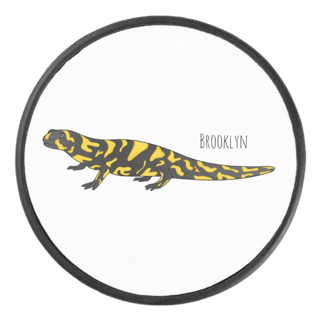 Tiger-Salamander-Cartoon Eishockey Puck (Vorderseite)