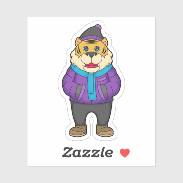 Tiger Scarf Beanie Aufkleber (Blatt)