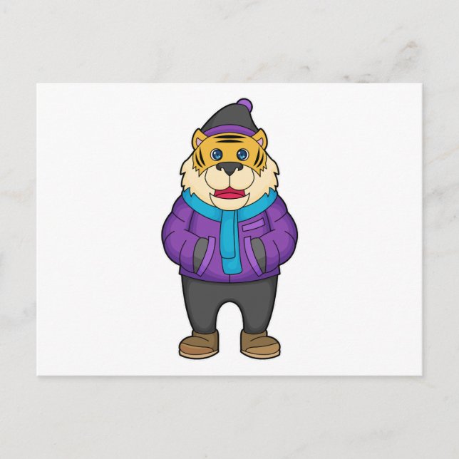 Tiger Scarf Beanie Postkarte (Vorderseite)