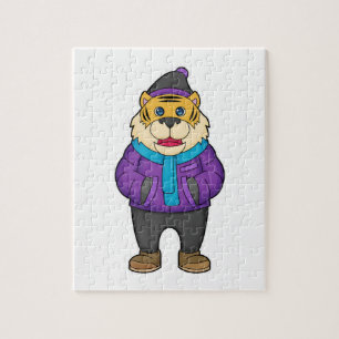 Tiger Scarf Beanie Puzzle