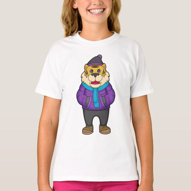 Tiger Scarf Beanie T-Shirt (Vorderseite)