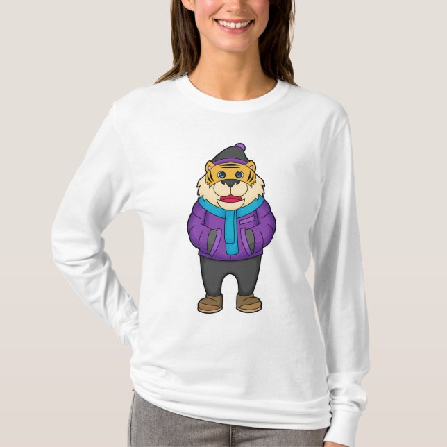 Tiger Scarf Beanie T-Shirt (Vorderseite)