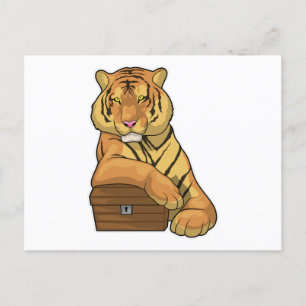 Tiger Schatzkiste Postkarte