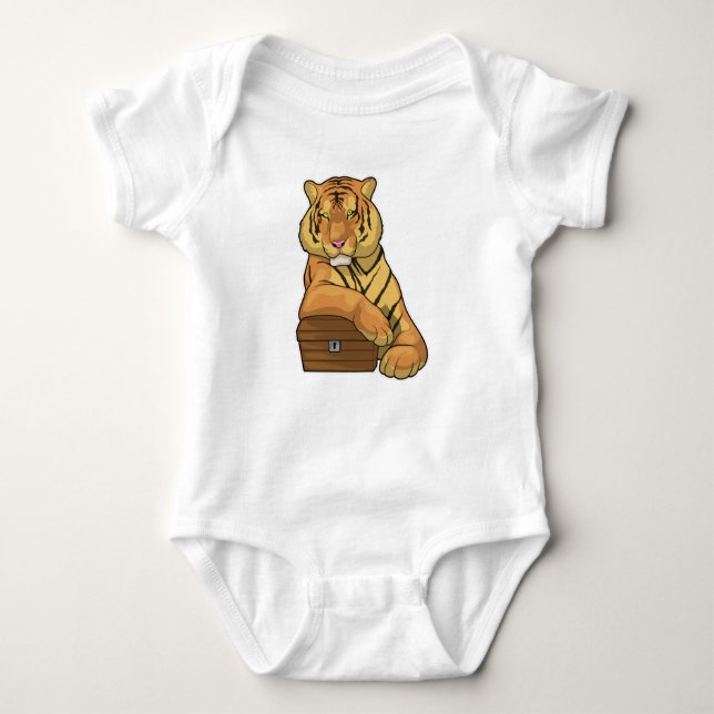 Tiger Schatztruhe Baby Strampler (Vorderseite)