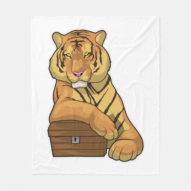 Tiger Schatztruhe Fleecedecke (Vorderseite)