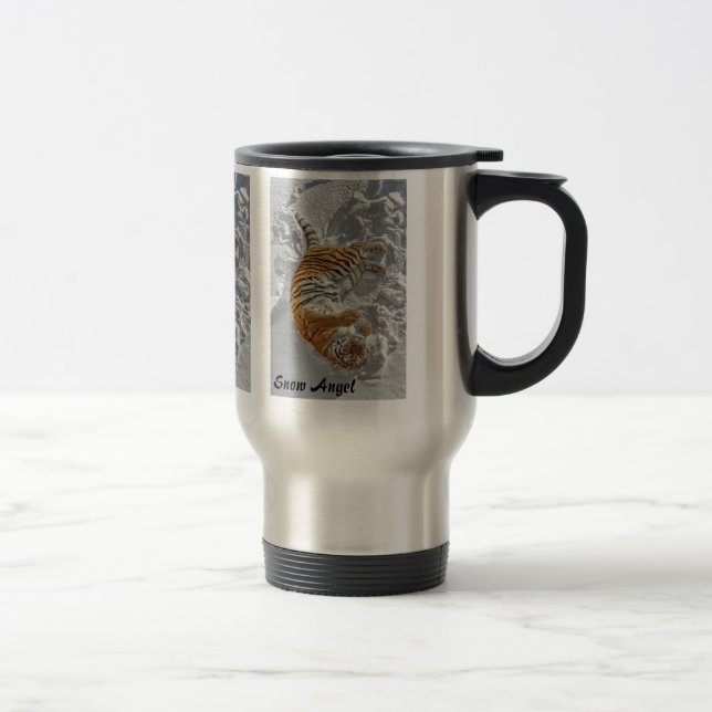 Tiger-"Schnee-Engels-" Reise-Tasse Reisebecher (Rechts)