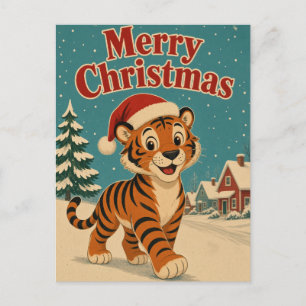 Tiger-Schneedorf-Tier-Weihnachten Postkarte
