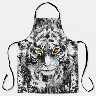 Tiger-Schürze Tiger Zeichnend Schwarzweiß Schürze